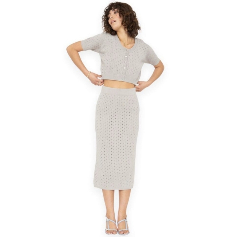 NWT Callahan gray knit lined skirt midi small